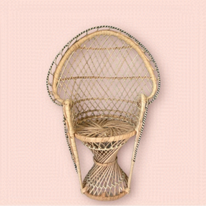 14” Miniature Wicker Rattan Peacock Chair for Doll or Teddy Bear/Plant Stand VTG